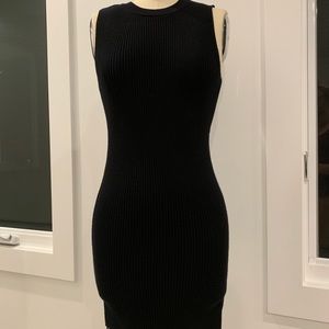 Black ribbed sleeveless mini dress